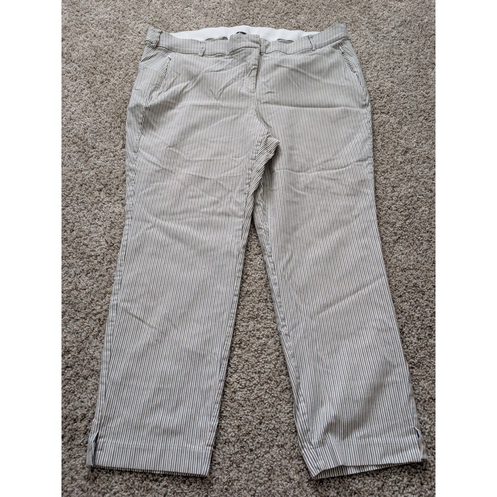 Lane Bryant Striped Ankle‎ Pants Womens 24 Plus White Navy Tan Career Trousers